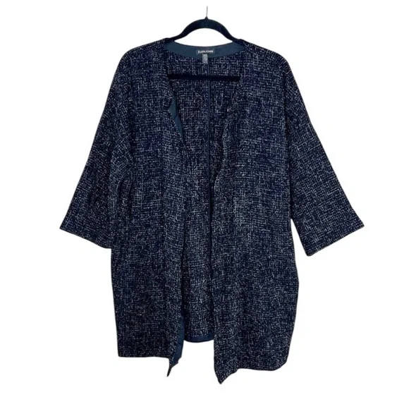 Eileen Fisher Briar Patch Black Wool open front 3/4 sleeve Jacket Blazer size XL - Picture 1 of 13